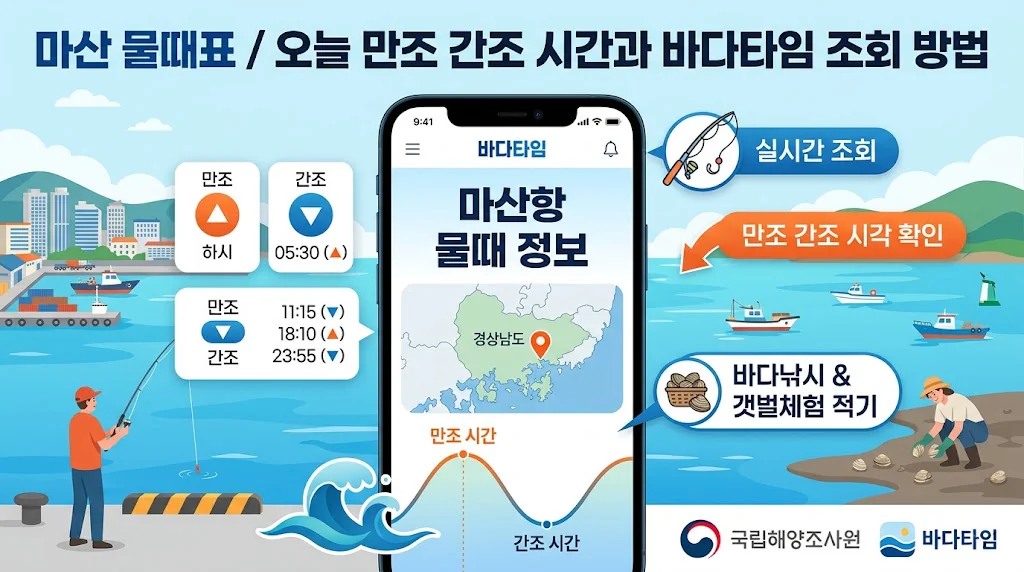 마산 물때표 오늘 물때 시간표 확인하기