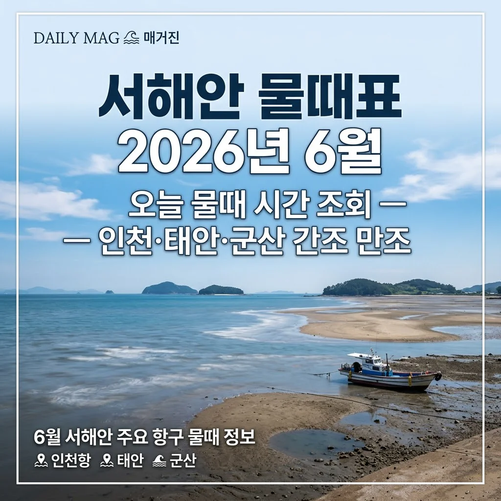 서해안 물때표 5월 6월 7월 오늘 물때 시간표 달력 조회 — 간조·만조·바다낚시