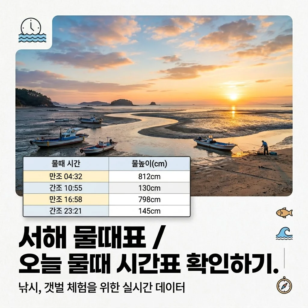 서해 물때표 오늘 물때 시간표 확인하기