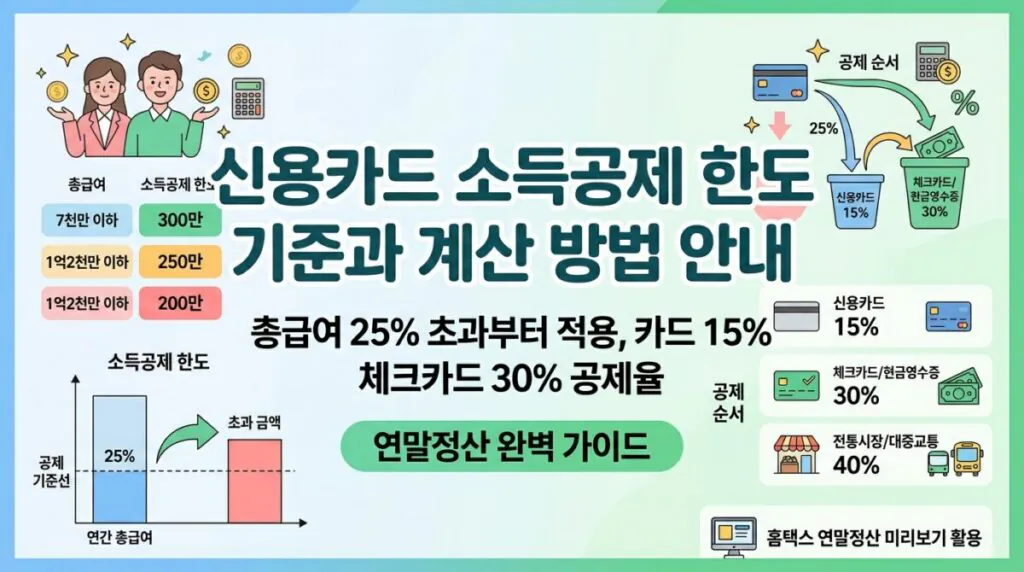 신용카드 소득공제 한도 기준과 계산 방법 안내