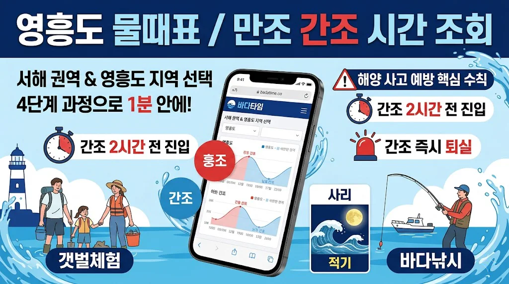 영흥도 물때표 오늘 물때 시간표 확인하기