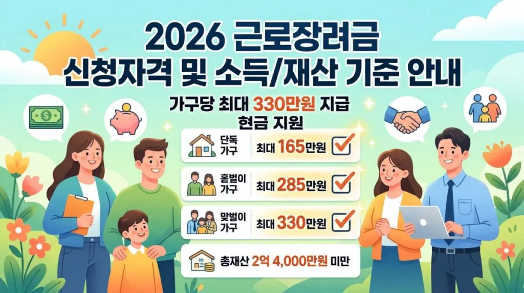 2026 근로장려금 신청자격과 소득·재산 기준 총정리 (지급대상 조회 방법까지)