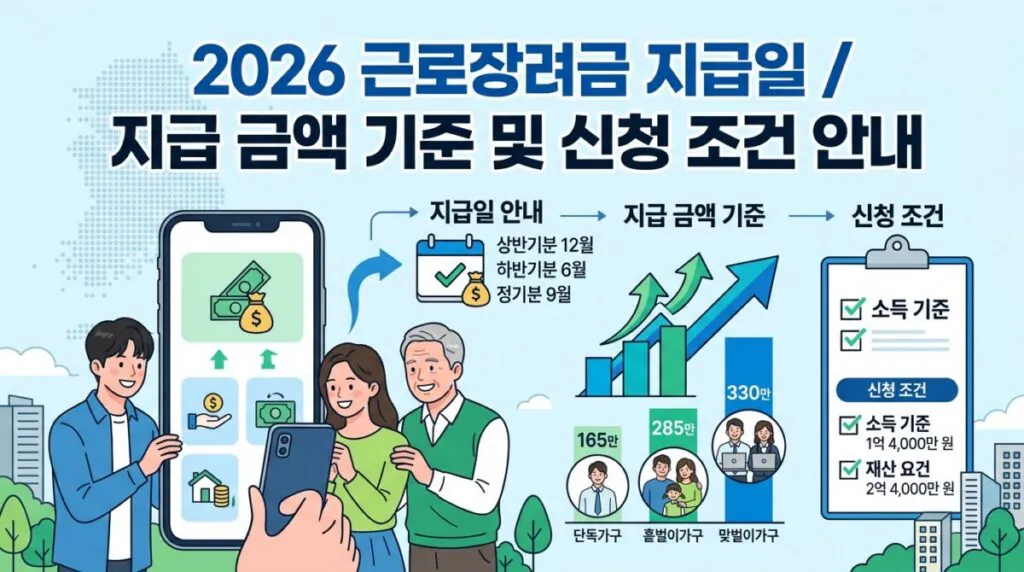 2026 근로장려금 지급일과 지급 금액 총정리 (반기·정기 지급일, 대상자 확인 방법)