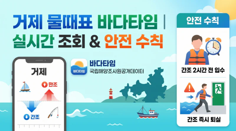 거제 물때표 오늘 물때 시간표 확인하기