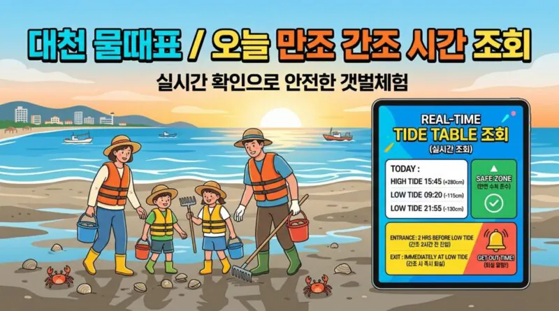 대천 물때표 오늘 물때 시간표 확인하기