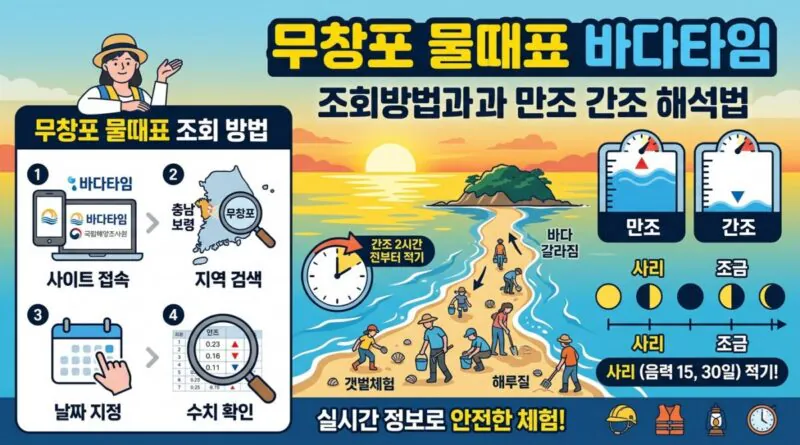 무창포 물때표 오늘 물때 시간표 확인하기