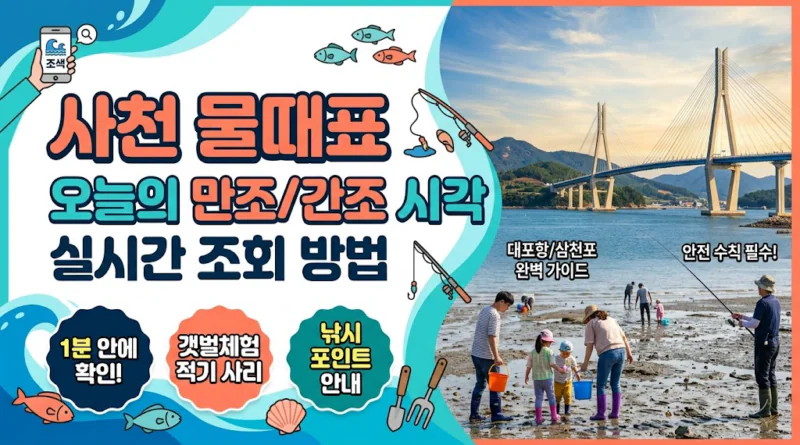 사천 물때표 오늘 물때 시간표 확인하기