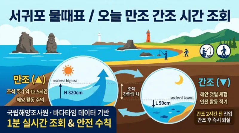 서귀포 물때표 오늘 물때 시간표 확인하기