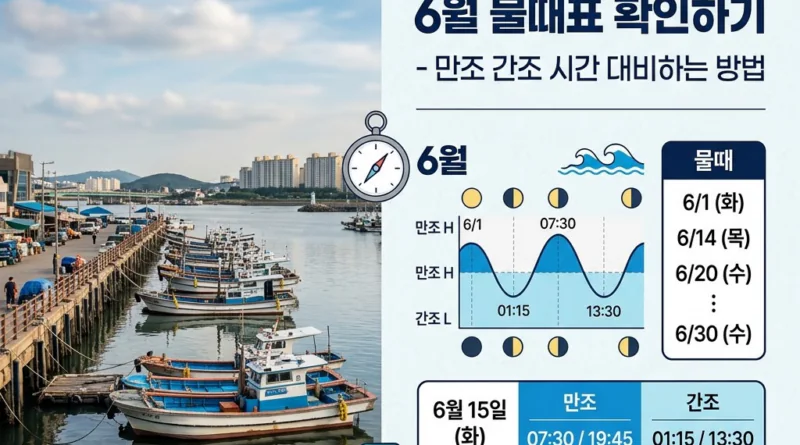 소래포구 6월 물때표 확인하기 - 만조 간조 시간 대비하는 방법