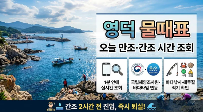 영덕 물때표 오늘 물때 시간표 확인하기