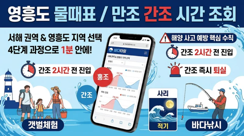 영흥도 물때표 오늘 물때 시간표 확인하기