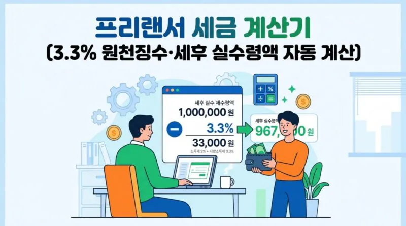 프리랜서 세금 계산기 (3.3% 원천징수·세후 실수령액 자동 계산)