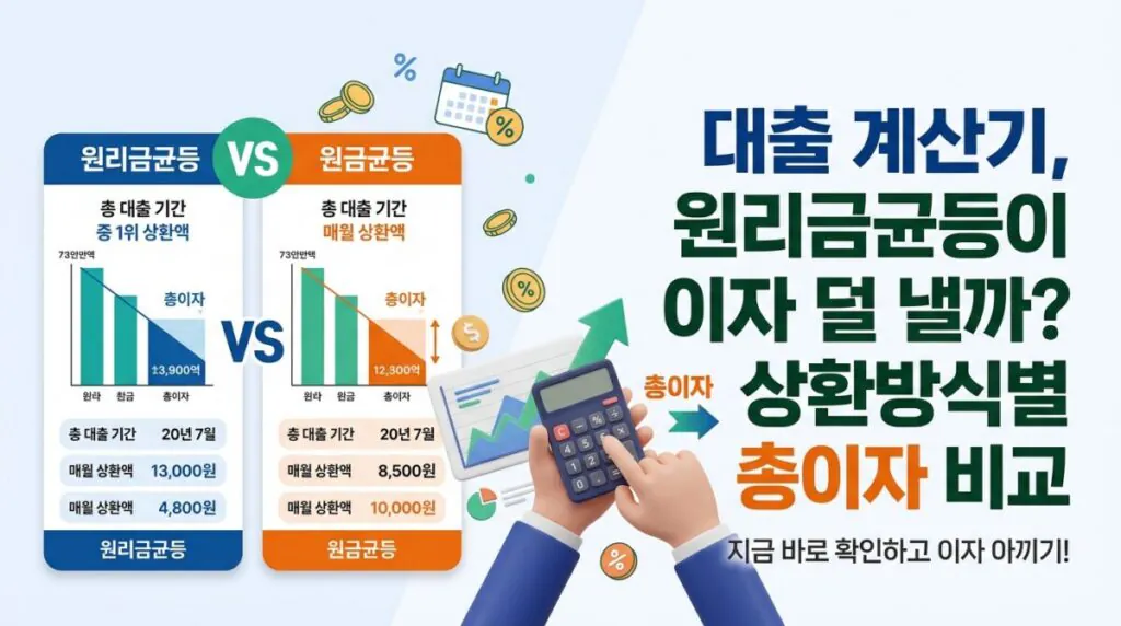 대출 계산기, 원리금균등이 이자 덜 낼까 상환방식별 총이자 비교
