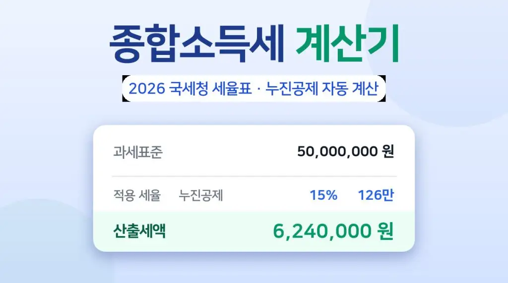 종합소득세 계산기 – 과세표준별 세율과 누진공제 자동 계산