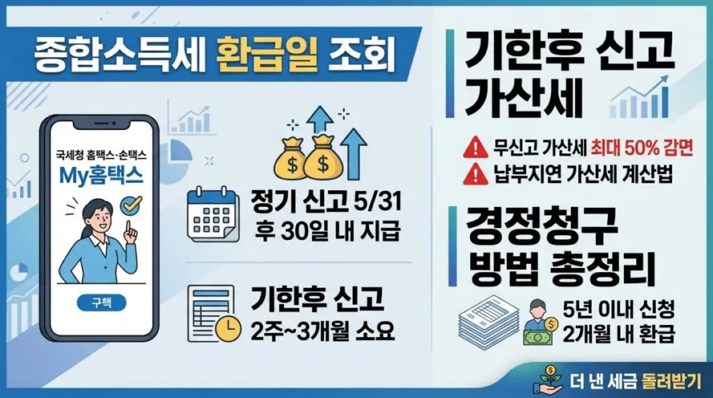 종합소득세 환급일 조회부터 기한후 신고 가산세, 경정청구 방법 총정리