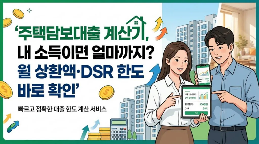 주택담보대출 계산기, 내 소득이면 얼마까지 월 상환액·DSR 한도 바로 확인