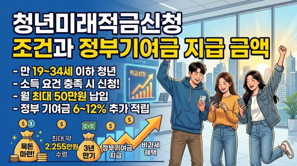 청년미래적금신청 조건과 정부기여금 지급 금액