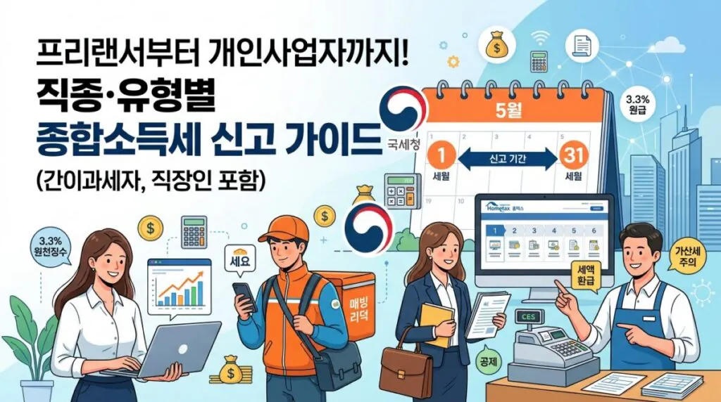 프리랜서부터 개인사업자까지! 직종·유형별 종합소득세 신고 가이드 (간이과세자, 직장인 포함)