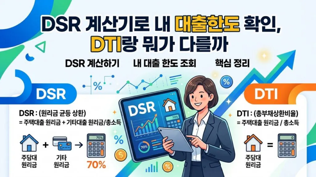 DSR 계산기로 내 대출한도 확인, DTI랑 뭐가 다를까