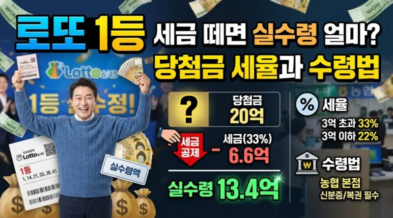 로또 1등 세금 떼면 실수령 얼마 당첨금 세율과 수령법