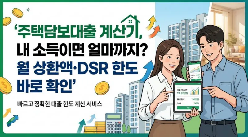 주택담보대출 계산기, 내 소득이면 얼마까지 월 상환액·DSR 한도 바로 확인