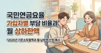 국민연금요율 가입자별 부담 비율과 월 상하한액