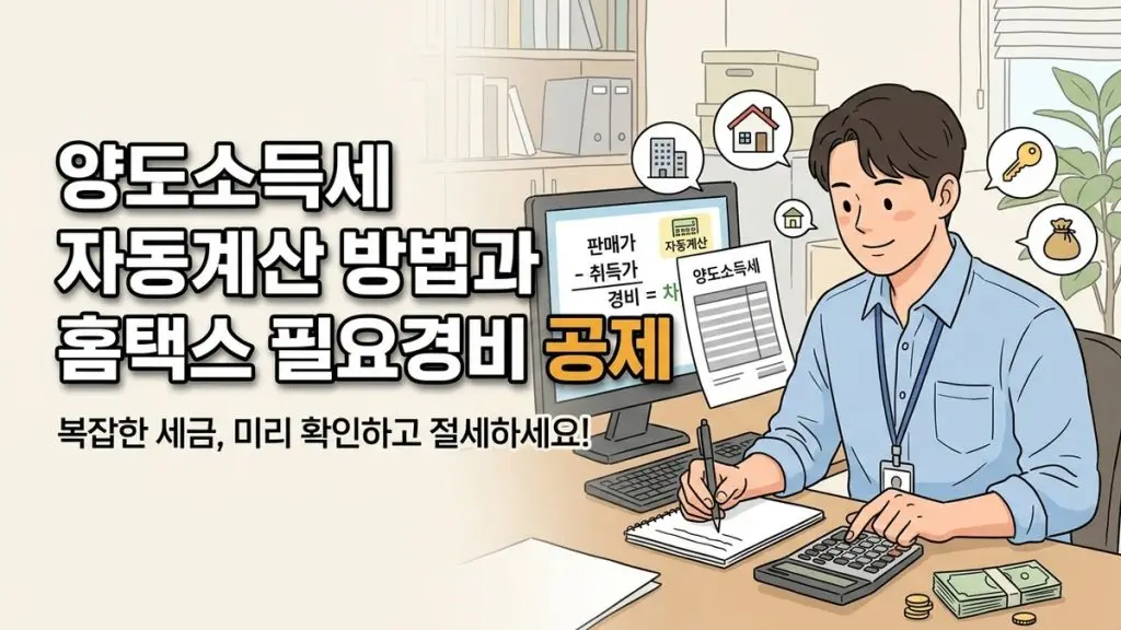 양도소득세 자동계산 방법과 홈택스 필요경비 공제
