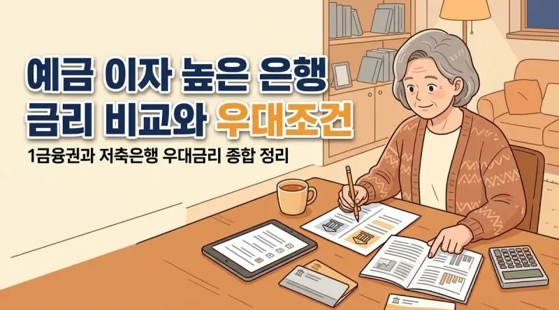 예금 이자 높은 은행 금리 비교와 우대조건