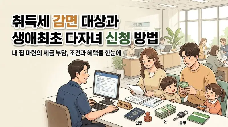 취득세 감면 대상과 생애최초 다자녀 신청 방법
